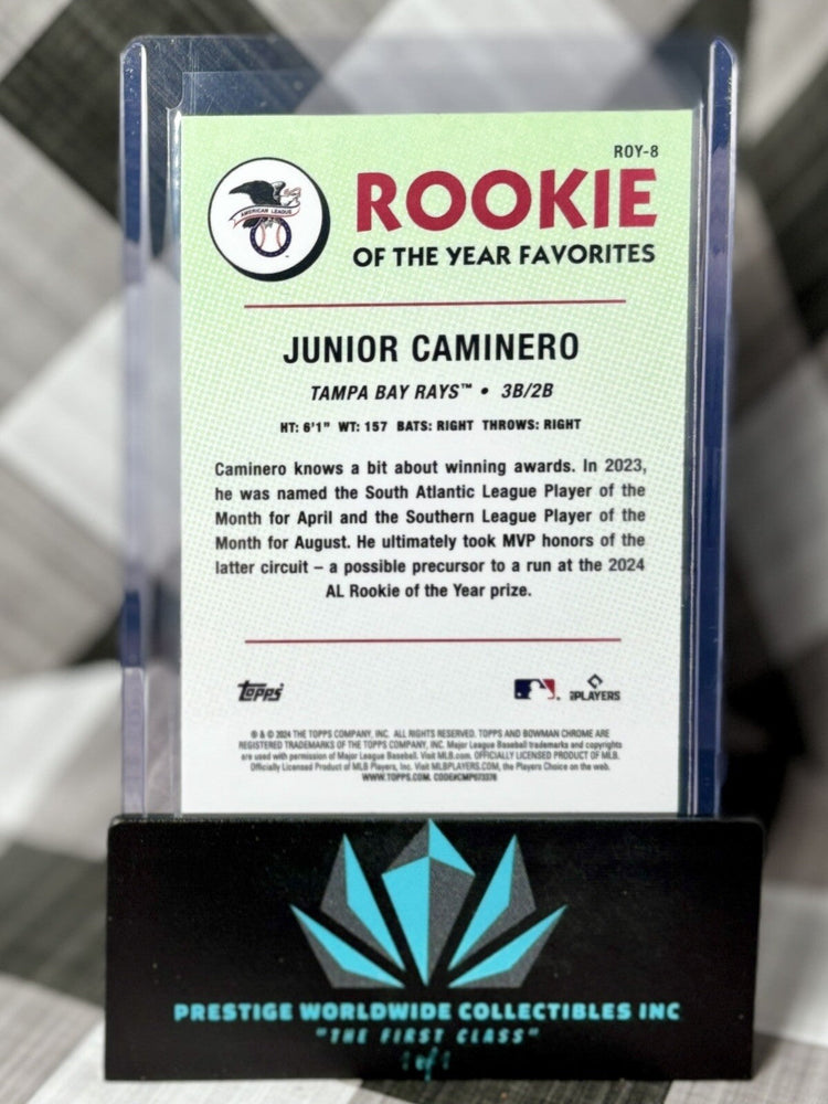 Junior Caminero 2024 Bowman Chrome Mojo Rookie Of The Year Favorites #ROY-8 Rays (ONLINE ORDER ONLY)