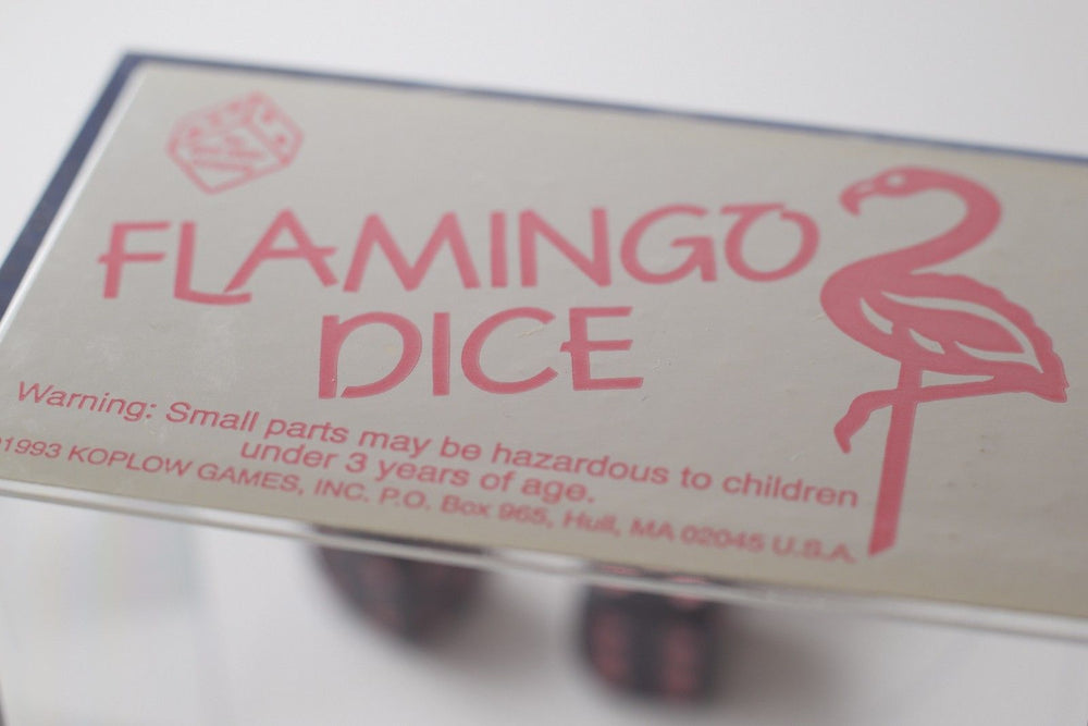 NEW White Dice with Pink Flamingo Dice 6 Sided Bunco RPG Game D6 16mm (sold per piece) (Online Only)