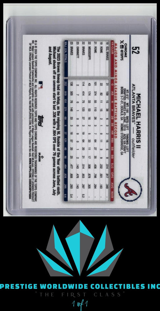 Michael Harris II 2024 Topps Chrome #52 Atlanta Braves (ONLINE ORDER ONLY)