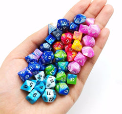 New Shiny Yellow Pink Miniature Poly Dice Set Small (7) RPG DnD Mini Cute (Online Only)
