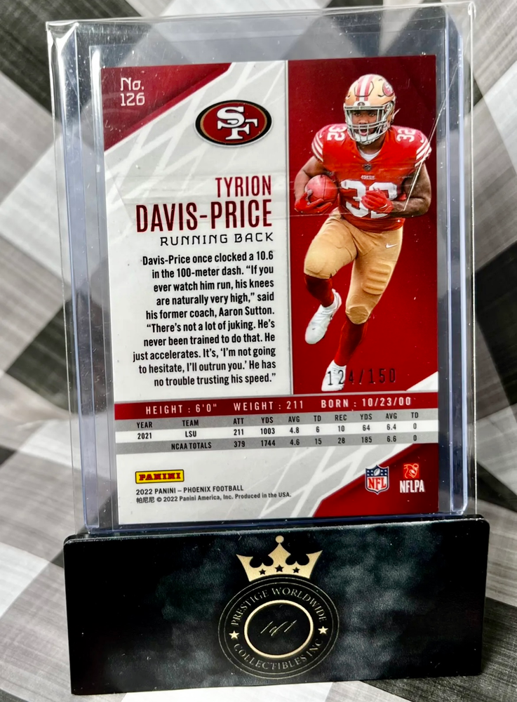 Tyrion Davis-Price 2022 Phoenix Rookie Red Laser /150 #126 SF 49ers RC (ONLINE ORDER ONLY)
