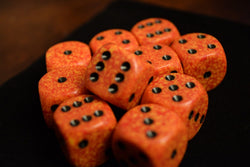 Fire Speckled 16mm D6 Pipped | Sold per die (Orange/Yellow/Blac) (Online Only)
