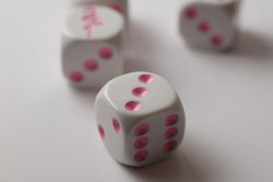 NEW White Dice with Pink Flamingo Dice 6 Sided Bunco RPG Game D6 16mm (sold per piece) (Online Only)