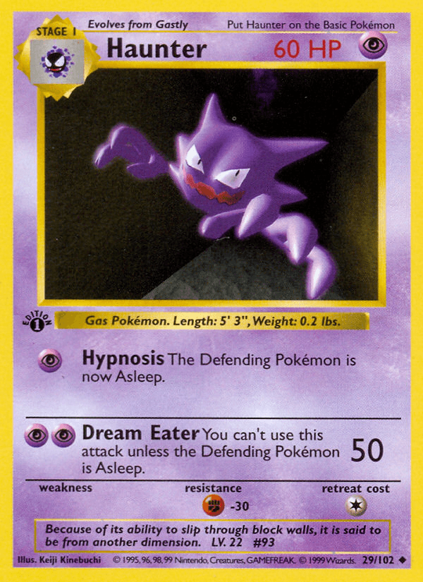 Haunter (29/102) (Shadowless) [Base Set 1st Edition] (Online Only)
