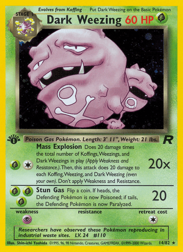Dark Weezing (14/82) [Team Rocket 1st Edition] (Online Only)
