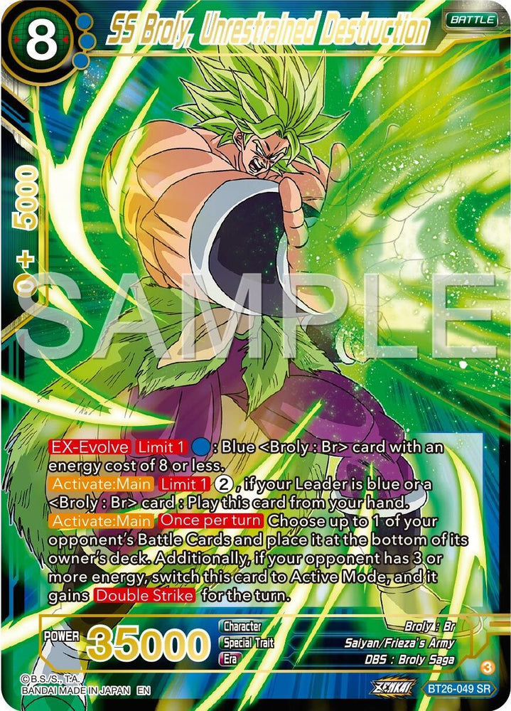 SS Broly, Unrestrained Destruction (BT26-049) [Ultimate Advent] (ONLINE ORDER ONLY)