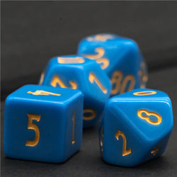 Light Blue Homage 7-Dice Set w/Yellow Numbers Minimalist (Online Only)