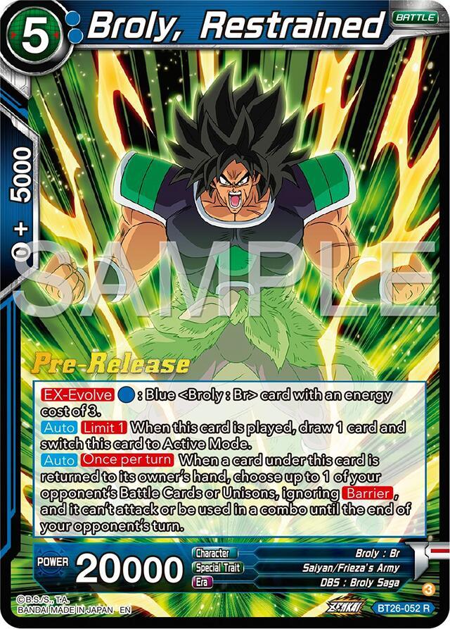 Broly, Restrained (BT26-052) [Ultimate Advent Prerelease Promos] (ONLINE ORDER ONLY)