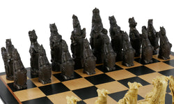 Chess Set - 5.8" Royal Beasts Resin Chess Pieces on Black/Birdseye Maple Chess Board (ONLINE ORDER ONLY)