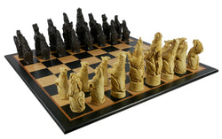 Chess Set - 5.8" Royal Beasts Resin Chess Pieces on Black/Birdseye Maple Chess Board (ONLINE ORDER ONLY)