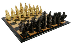Chess Set - 5.8" Royal Beasts Resin Chess Pieces on Black/Birdseye Maple Chess Board (ONLINE ORDER ONLY)