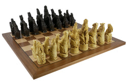 Chess Set - 5.8" Royal Beasts Resin Chess Pieces on Walnut/Maple Chess Board (ONLINE ORDER ONLY)