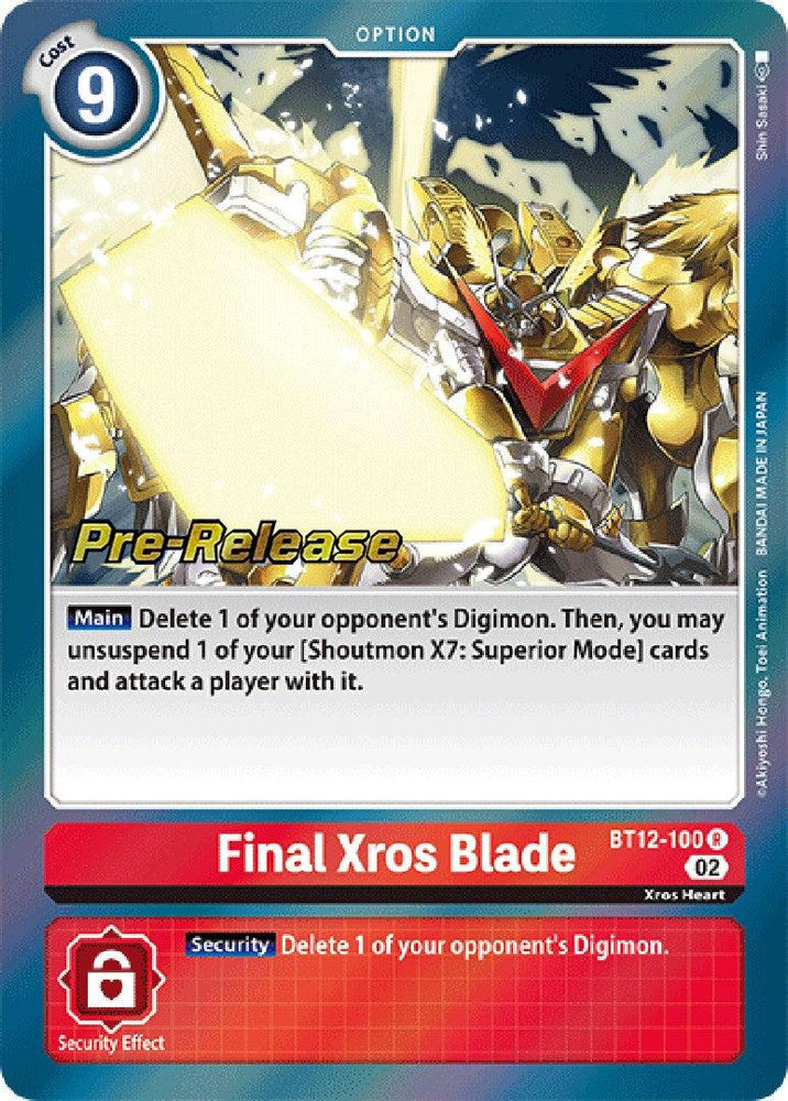 Final Xros Blade [BT12-100] [Across Time Pre-Release Cards] (ONLINE ORDER ONLY)