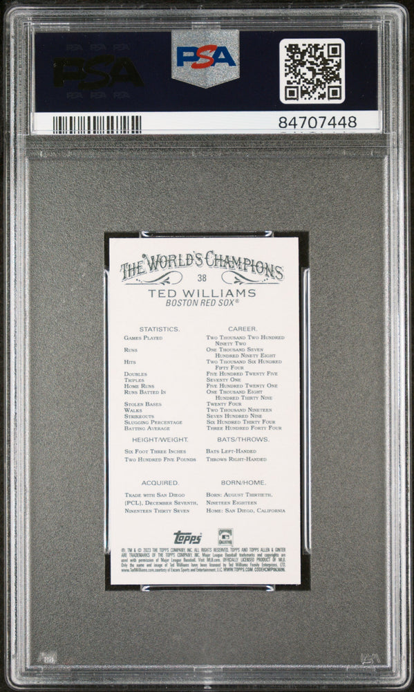 2023 TOPPS ALLEN & GINTER TED WILLIAMS MINI-BLACK BORDER #38 - PSA 10 (Online Order Only)