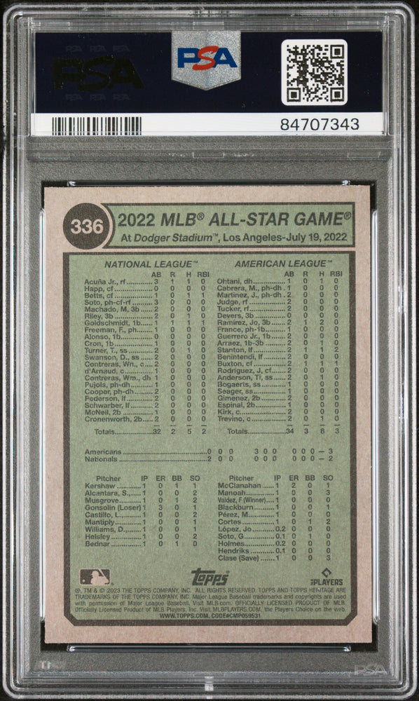 2023 TOPPS HERITAGE ACUNA JR/JUDGE  #336 - PSA 10 (Online Order Only)