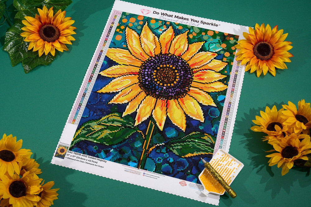 Diamond Art Club – Golden Majesty Sunflower Diamond Painting (Round Drill, 13" x 17") (ONLINE ORDER ONLY)