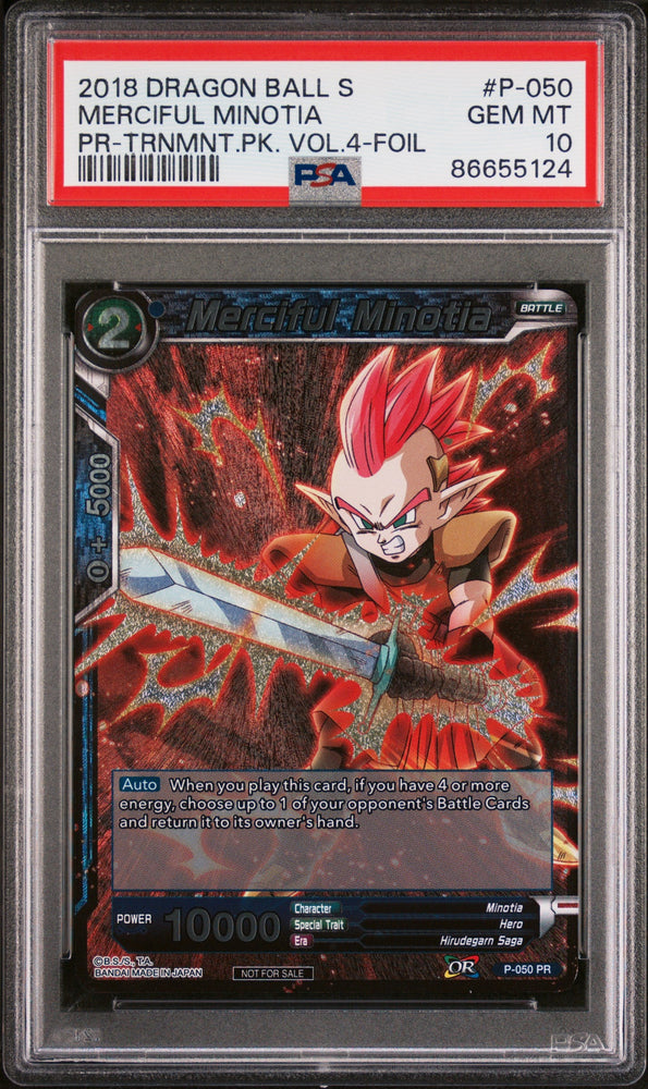 2018 DRAGON BALL SUPER MERCIFUL MINOTIA #P-050 - PSA 10 (Online Order Only)