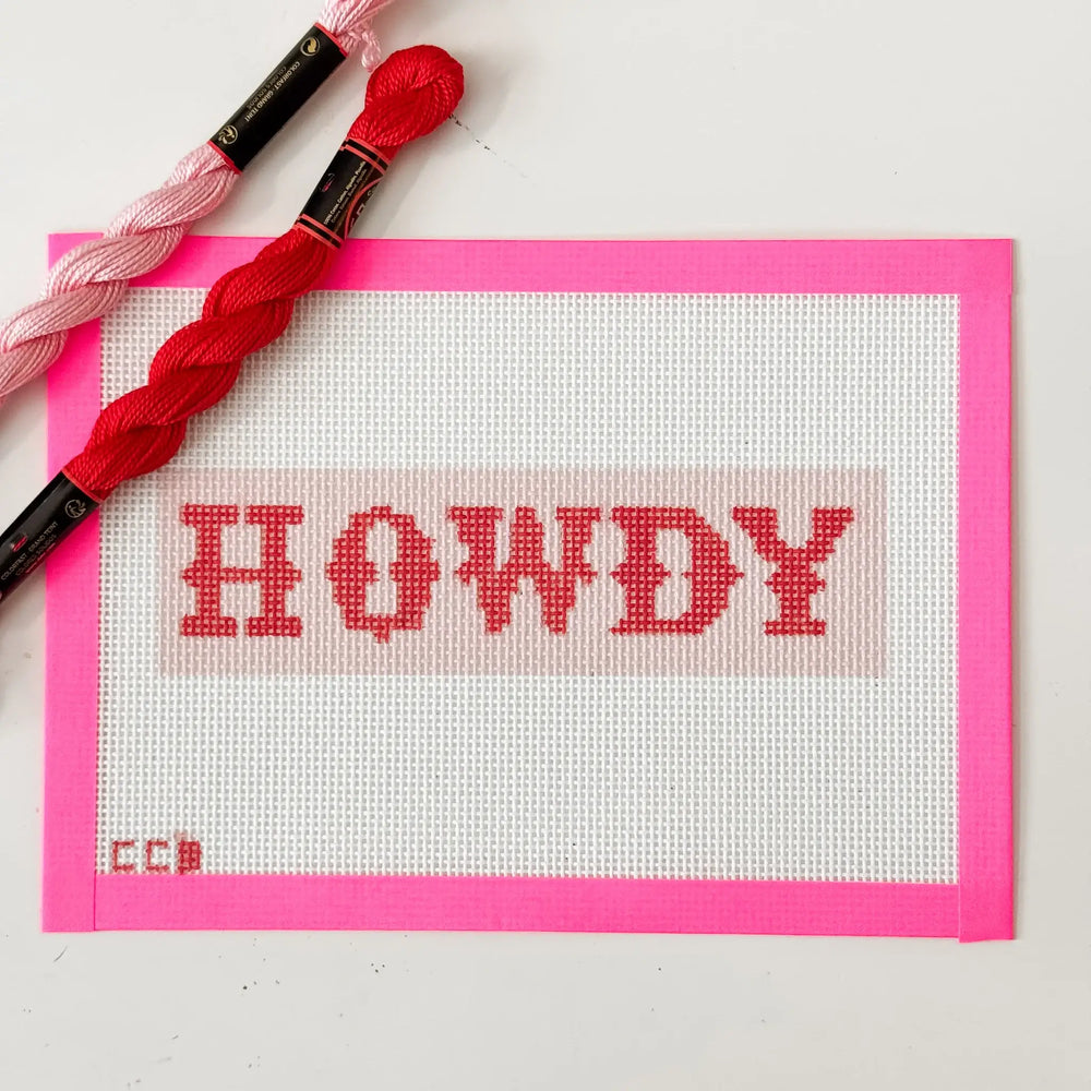 Cotswold Co Designs - Hand-Painted “Howdy” Bookmark Needlepoint Canvas | 2” x 7”  (ONLINE ORDER ONLY)