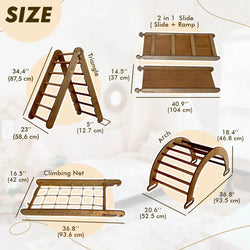 5in1 Montessori Climbing Set: Triangle Ladder, Climbing Arch, Slide, Net & Cushion – Chocolate (ONLINE ORDER ONLY)