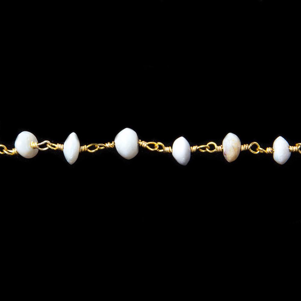 5mm Australian Opal plain rondelle Gold plated Chain by the foot 33 pieces