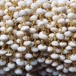 5mm Australian Opal plain rondelle Gold plated Chain by the foot 33 pieces