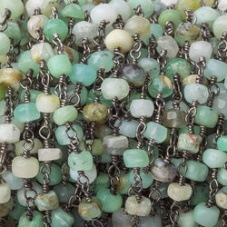 5mm Blue Peruvian Opal Plain Heishi Black Gold plated Chain (ONLINE ORDER ONLY)
