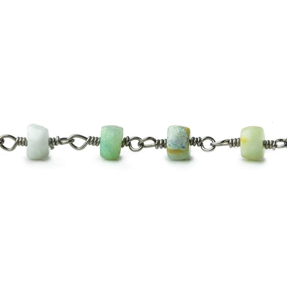 5mm Blue Peruvian Opal Plain Heishi Black Gold plated Chain (ONLINE ORDER ONLY)
