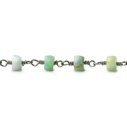 5mm Blue Peruvian Opal Plain Heishi Black Gold plated Chain (ONLINE ORDER ONLY)