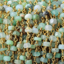 5mm Blue Peruvian Opal Heishi Gold plated Chain by the foot (ONLINE ORDER ONLY)