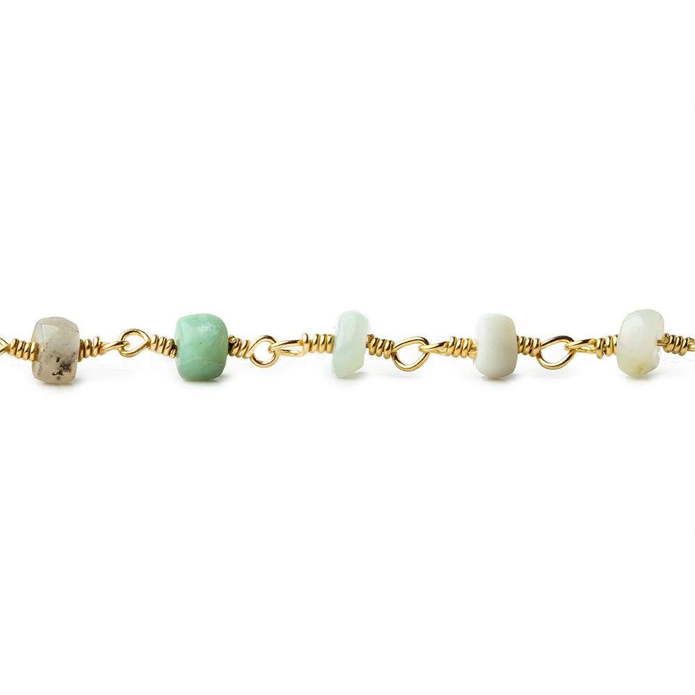 5mm Blue Peruvian Opal Heishi Gold plated Chain by the foot (ONLINE ORDER ONLY)
