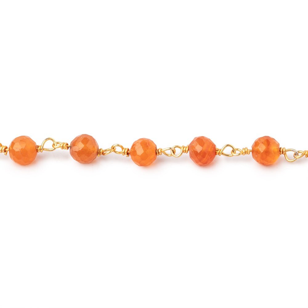 5mm Carnelian Faceted Round Beads on Vermeil Chain (ONLINE ORDER ONLY)