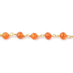 5mm Carnelian Faceted Round Beads on Vermeil Chain (ONLINE ORDER ONLY)