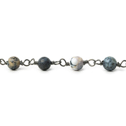 5mm Dendritic Opal plain round Black Gold plated Chain by the foot (ONLINE ORDER ONLY)