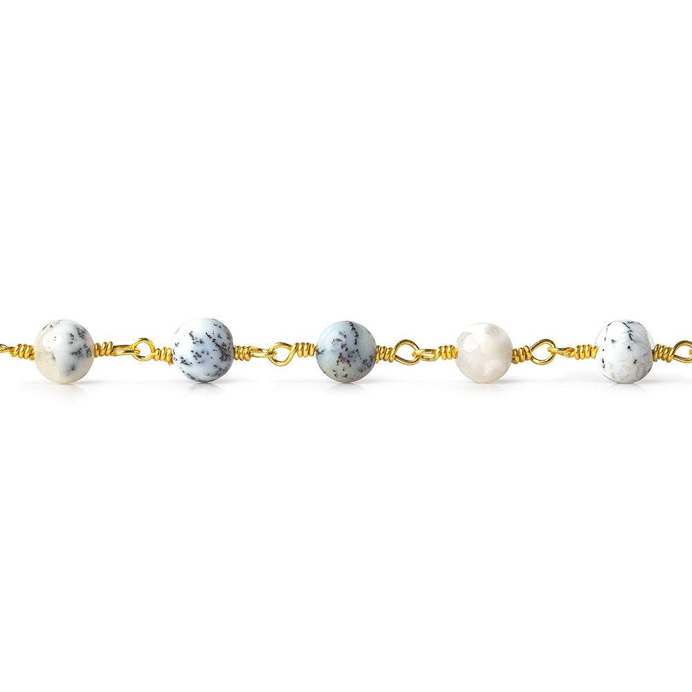 5mm Dendritic Opal plain round Gold plated Chain by the foot (ONLINE ORDER ONLY)