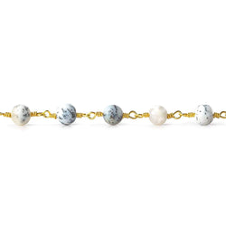 5mm Dendritic Opal plain round Gold plated Chain by the foot (ONLINE ORDER ONLY)