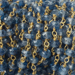 5mm Kyanite Faceted Rondelle on Vermeil Chain by the foot 40 pieces