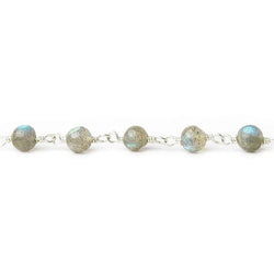 5mm Labradorite plain round Silver plated Chain by the foot (ONLINE ORDER ONLY)