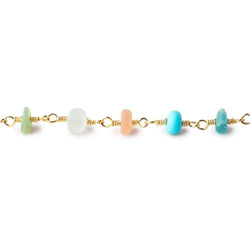 5mm Matte Multi Gem Plain Rondelle on Gold Plated Chain 30pcs (ONLINE ORDER ONLY)