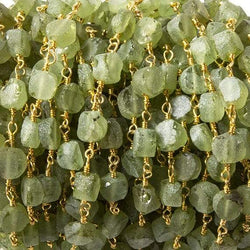 5mm Matte Peridot Coin Gold plated Chain by the foot 28 pcs