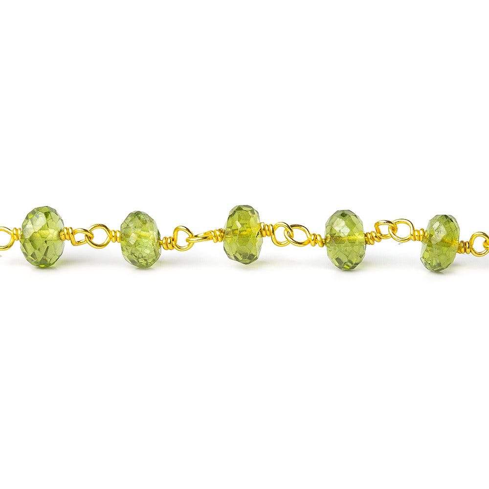 5mm Peridot faceted rondelle Vermeil Chain by the foot
