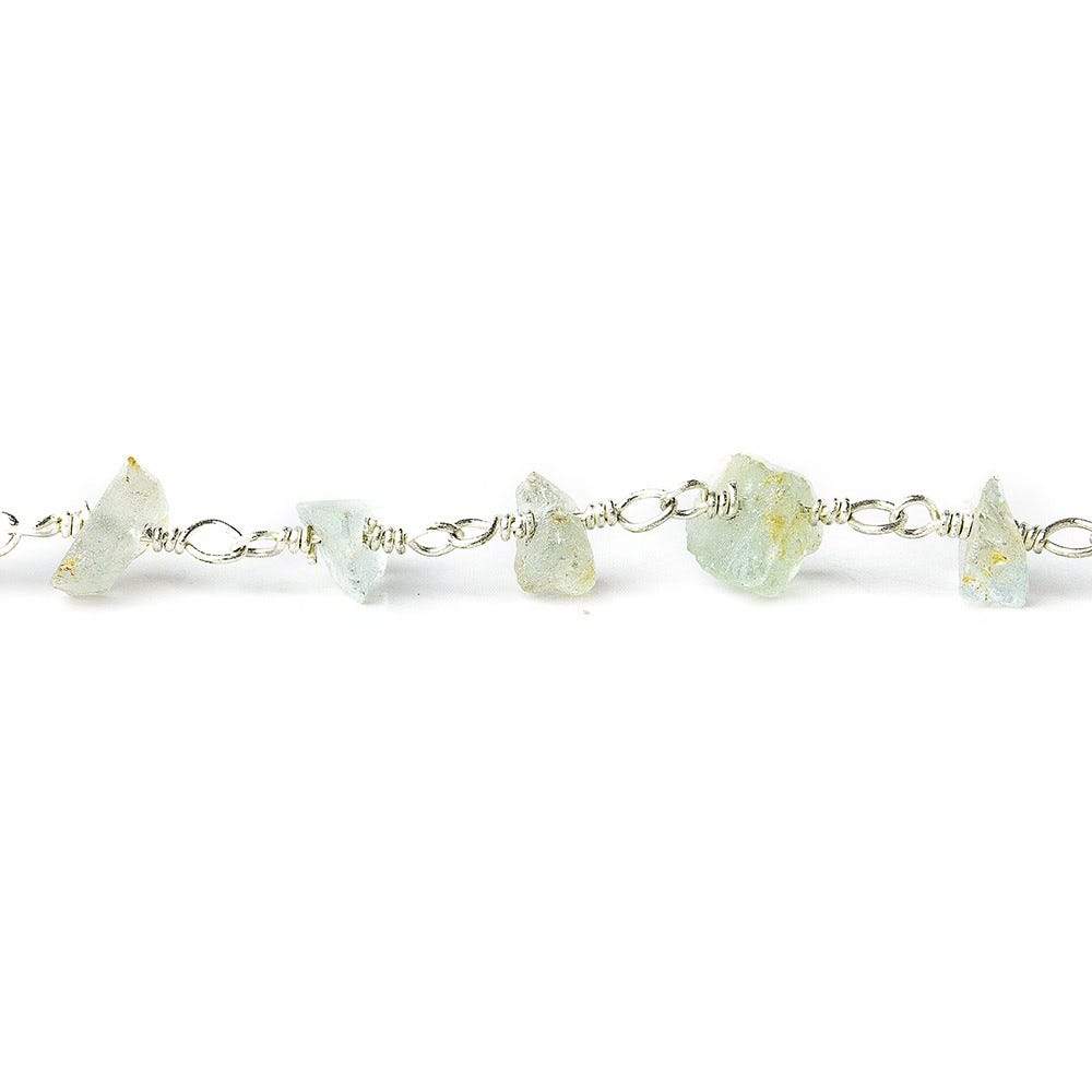 5x3-6x4mm Multi Beryl chip nugget Silver plated Chain by the foot (ONLINE ORDER ONLY)