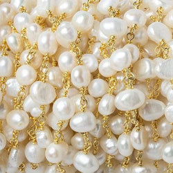 5x4-6x4mm Cream Baroque Freshwater Pearl Vermeil Chain by the foot 30 beads (ONLINE ORDER ONLY)