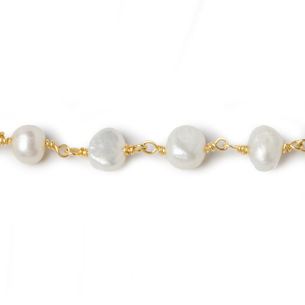 5x4-6x4mm Cream Baroque Freshwater Pearl Vermeil Chain by the foot 30 beads (ONLINE ORDER ONLY)