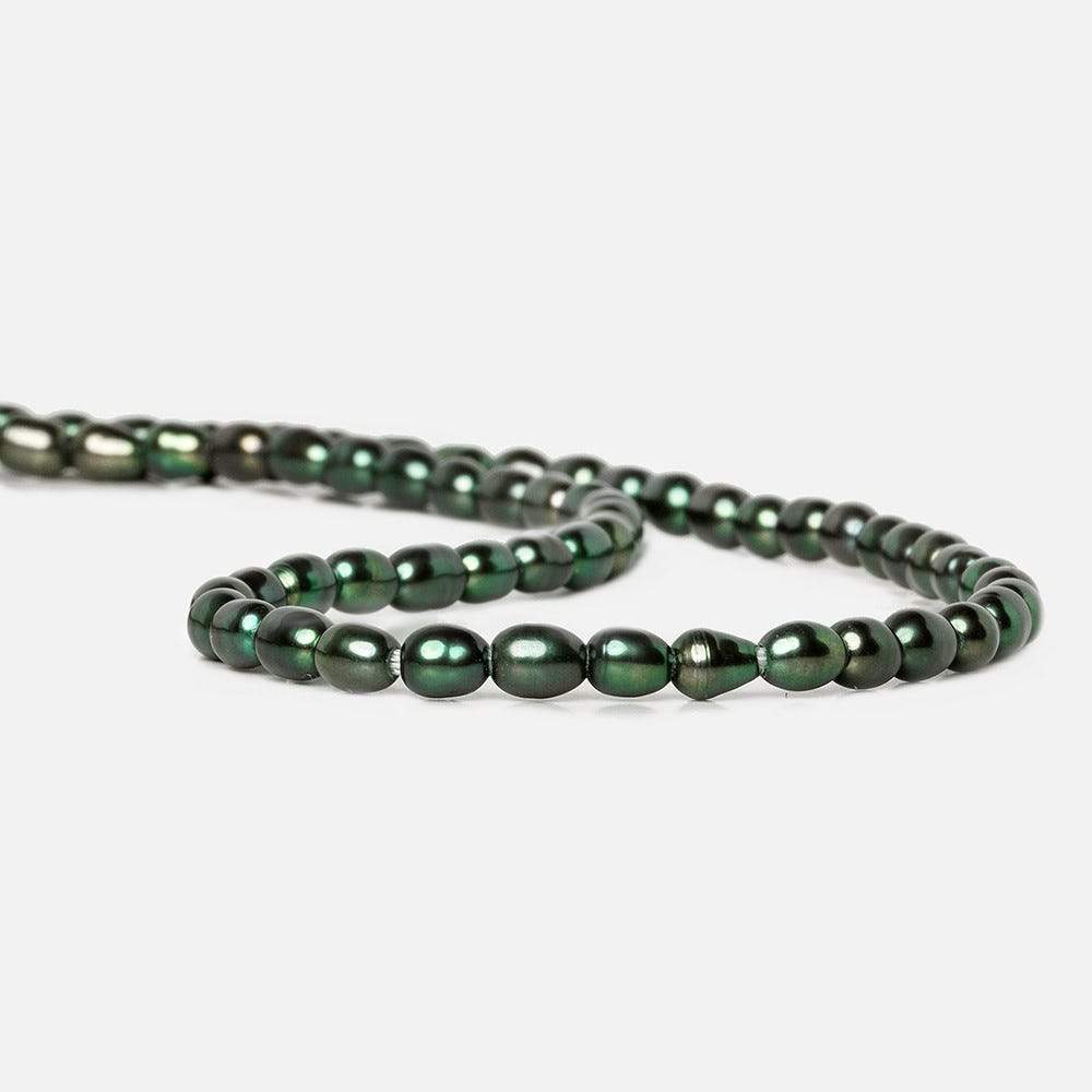 6x4mm Emerald Peacock Large Hole Oval Freshwater Pearls 15 inch 60 pcs (ONLINE ORDER ONLY)
