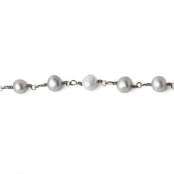 5x4-6x5mm Silver Baroque Pearls Black Gold plated Chain by the foot 25 pieces (ONLINE ORDER ONLY)