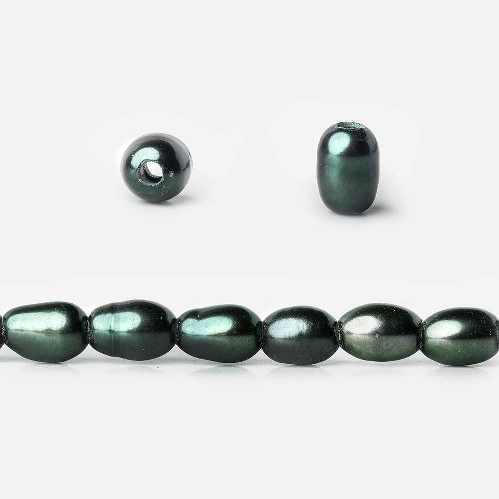 7x4mm Forest Green Peacock Large Hole Oval Freshwater Pearls 15inch 60pcs (ONLINE ORDER ONLY)