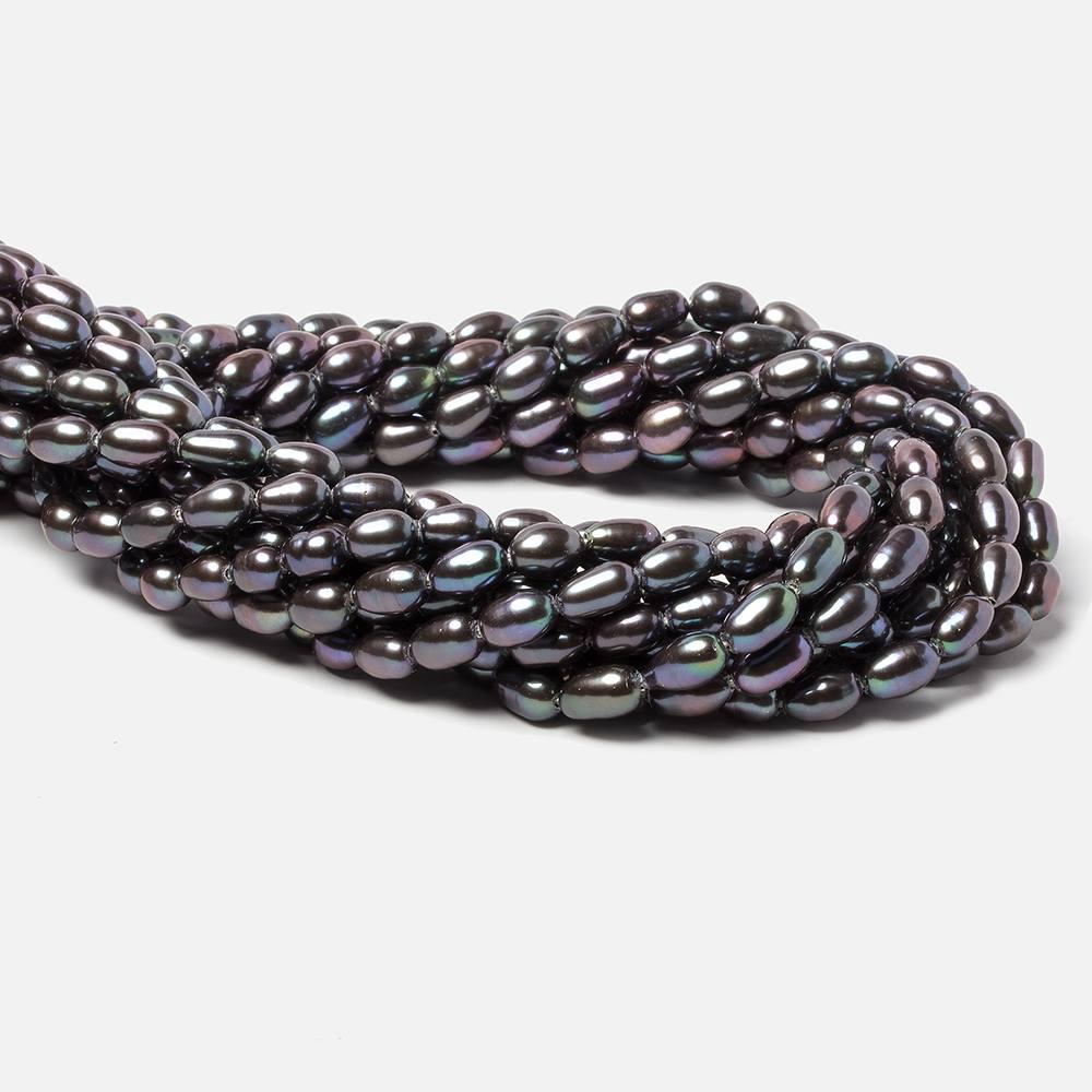 5x4mm Grey Peacock straight drilled oval pearls 15.5 inch 57 pieces (ONLINE ORDER ONLY)