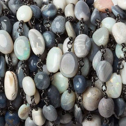 5x5-10x6mm Australian Opal plain nugget Black Gold .925 Chain by the foot 25 beads (ONLINE ORDER ONLY)