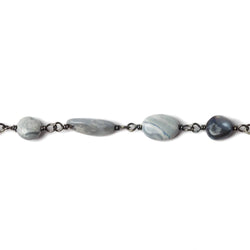 5x5-10x6mm Australian Opal plain nugget Black Gold .925 Chain by the foot 25 beads (ONLINE ORDER ONLY)