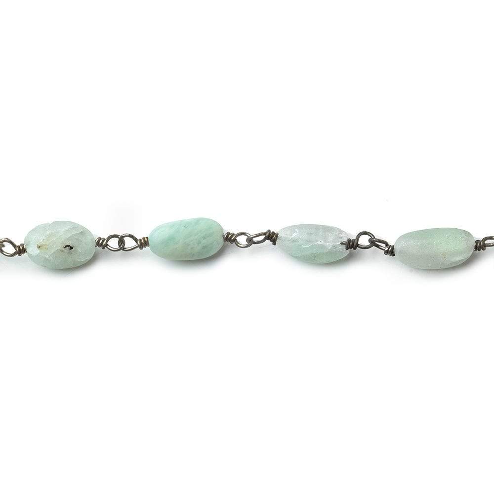 5x5-9x5mm Matte Aquamarine plain nugget Black Gold plated Chain by the foot 22 beads per (ONLINE ORDER ONLY)